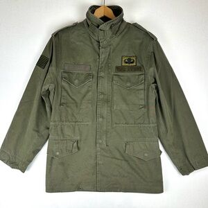 US Army Military Field Jacket Flag & Parachutist Badges Utility